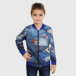 Бомбер детский Vanguard jeans patchwork - ai art, цвет: 3D-синий — фото 2