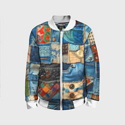 Бомбер детский Vanguard denim patchwork - ai art, цвет: 3D-белый