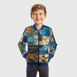 Бомбер детский Vanguard denim patchwork - ai art, цвет: 3D-синий — фото 2