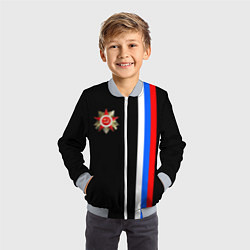 Бомбер детский Великая отечественная - триколор полосы, цвет: 3D-серый — фото 2
