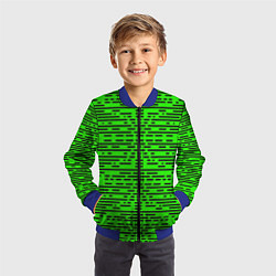 Бомбер детский Чёрные полосы на зелёном фоне, цвет: 3D-синий — фото 2