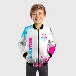 Бомбер детский Sporting neon gradient style вертикально, цвет: 3D-черный — фото 2