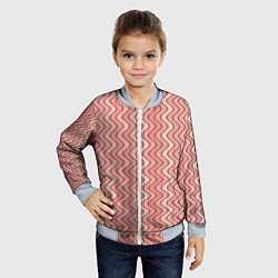 Бомбер детский Волнистые линии персиковый, цвет: 3D-серый — фото 2
