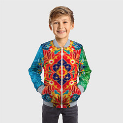 Бомбер детский Традиционный индонезийский цветочный узор в стиле, цвет: 3D-серый — фото 2