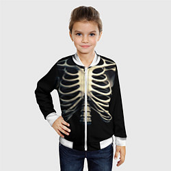 Бомбер детский Человеческий скелет на черном фоне, цвет: 3D-белый — фото 2
