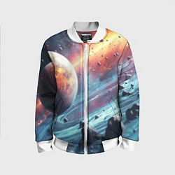 Бомбер детский Объемный космос и планеты, цвет: 3D-белый