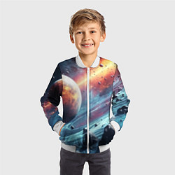 Бомбер детский Объемный космос и планеты, цвет: 3D-белый — фото 2