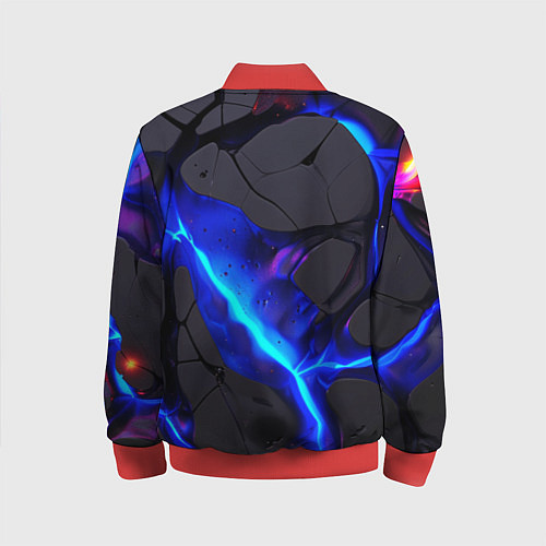 Детский бомбер Темный синий неон из разлома плит / 3D-Красный – фото 2