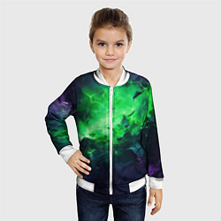 Бомбер детский Круглый зеленый мистический фон, цвет: 3D-белый — фото 2