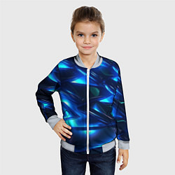 Бомбер детский Синие абстрактные неоновые плиты, цвет: 3D-серый — фото 2