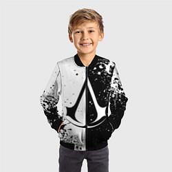 Бомбер детский Assasins Creed - black and white, цвет: 3D-черный — фото 2