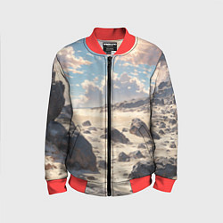 Бомбер детский Аниме пляж, цвет: 3D-красный