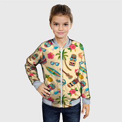 Бомбер детский Vacation travel и тотемы индейцев, цвет: 3D-серый — фото 2