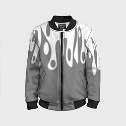 Бомбер детский Потеки белой краски на сером фоне, цвет: 3D-черный