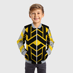 Бомбер детский Жёлтые полосы на чёрном фоне, цвет: 3D-серый — фото 2