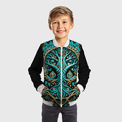 Бомбер детский Древо жизни - сакральная славянская символика, цвет: 3D-белый — фото 2