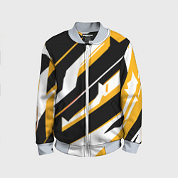 Бомбер детский Жёлто-белые широкие линии на чёрном фоне, цвет: 3D-серый