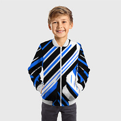 Бомбер детский Чёрно-синие полосы на белом фоне, цвет: 3D-белый — фото 2