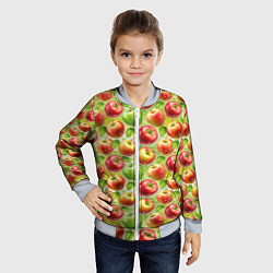 Бомбер детский Натуральные яблоки паттерн, цвет: 3D-серый — фото 2