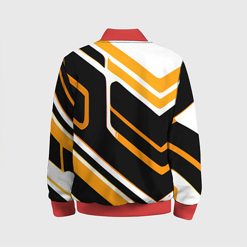 Детский бомбер Чёрно-жёлтые полосы на белом фоне / 3D-Красный – фото 2