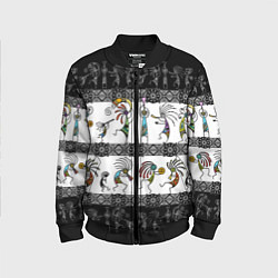 Бомбер детский Кокопелли - боги индейцев хайда, цвет: 3D-черный