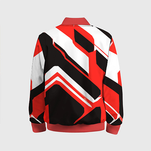 Детский бомбер Бело-красные линии на чёрном фоне / 3D-Красный – фото 2