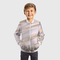 Бомбер детский Бежевый абстрактные полосы, цвет: 3D-белый — фото 2