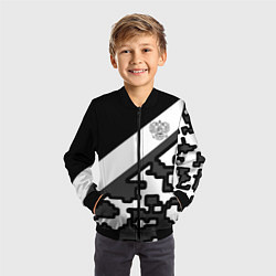 Бомбер детский Россия камуфляж текстура, цвет: 3D-черный — фото 2
