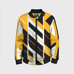 Бомбер детский Black and yellow stripes on a white background, цвет: 3D-черный