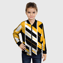 Бомбер детский Black and yellow stripes on a white background, цвет: 3D-черный — фото 2