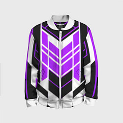 Бомбер детский Purple and black stripes on a white background, цвет: 3D-белый