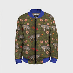 Бомбер детский Волки и шиповник, цвет: 3D-синий