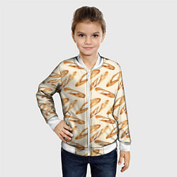 Бомбер детский The baguette pattern, цвет: 3D-белый — фото 2