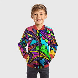 Бомбер детский Яркое граффити, цвет: 3D-красный — фото 2