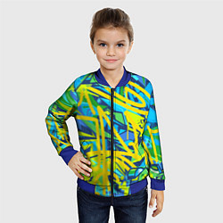 Бомбер детский Желто-зеленое граффити, цвет: 3D-синий — фото 2