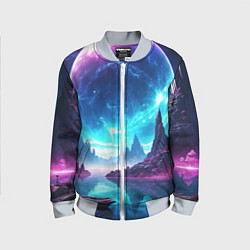 Бомбер детский Космический пейзаж - планеты, цвет: 3D-серый