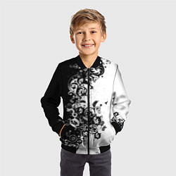 Бомбер детский Чёрно белый стильный узор, цвет: 3D-черный — фото 2