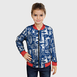 Бомбер детский Маски туземные абстракция, цвет: 3D-красный — фото 2