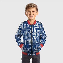 Бомбер детский Маски туземные абстракция, цвет: 3D-красный — фото 2
