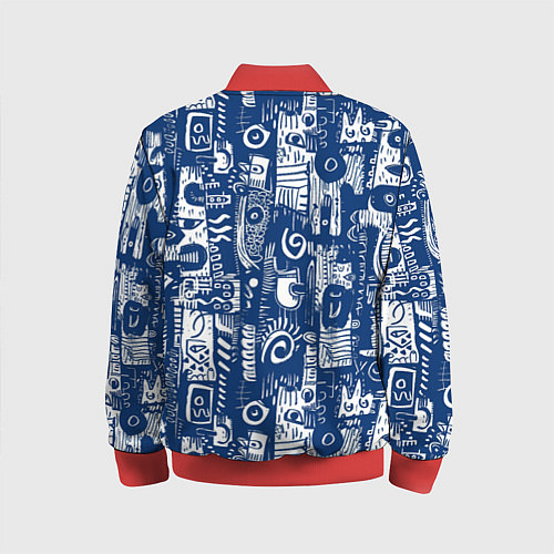 Детский бомбер Маски туземные абстракция / 3D-Красный – фото 2