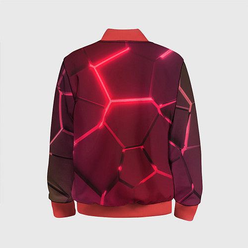 Детский бомбер Маджента неоновые плиты в разломе / 3D-Красный – фото 2