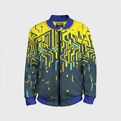 Бомбер детский Яркий абстрактный геометрический рисунок для спорт, цвет: 3D-синий