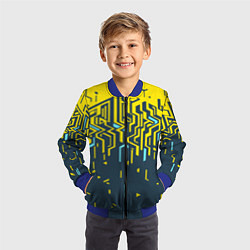 Бомбер детский Яркий абстрактный геометрический рисунок для спорт, цвет: 3D-синий — фото 2