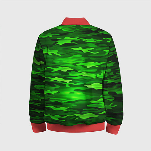 Детский бомбер Зелёные водоросли-камуфляж / 3D-Красный – фото 2