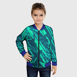 Бомбер детский Абстракция геометрический светло зеленый паттерн, цвет: 3D-синий — фото 2