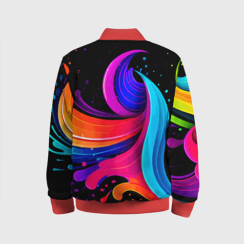 Детский бомбер Неоновая красочная абстракция - нейросеть / 3D-Красный – фото 2
