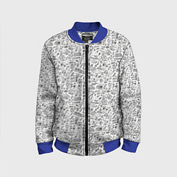 Бомбер детский Дудл граффити рэперское - паттерн, цвет: 3D-синий