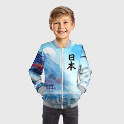 Бомбер детский Японский морской пейзаж - нейроарт, цвет: 3D-серый — фото 2