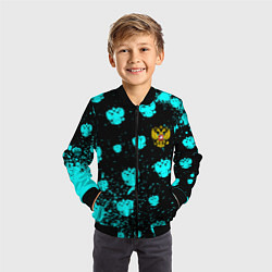 Бомбер детский Герб текстура РФ, цвет: 3D-черный — фото 2
