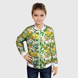 Бомбер детский Груша и птичка зеленушка, цвет: 3D-белый — фото 2